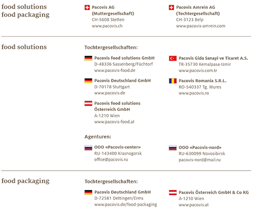 Pacovis Standorte Uebersicht